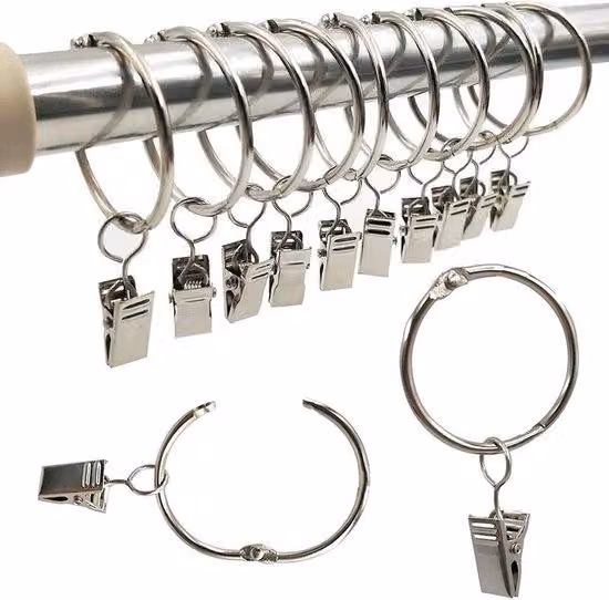 Binari per tende con ganci - acciaio inox - 40 pezzi