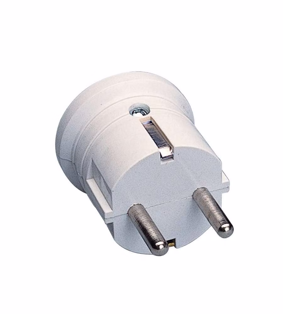 Poly Pool Spina 16A 2P+T Bianco con Fermacavo Isolante per Uso Domestico