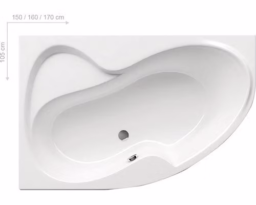 Vasca da bagno angolare RAVAK Rosa II 160x105 cm sinistra bianco neve CM21000000