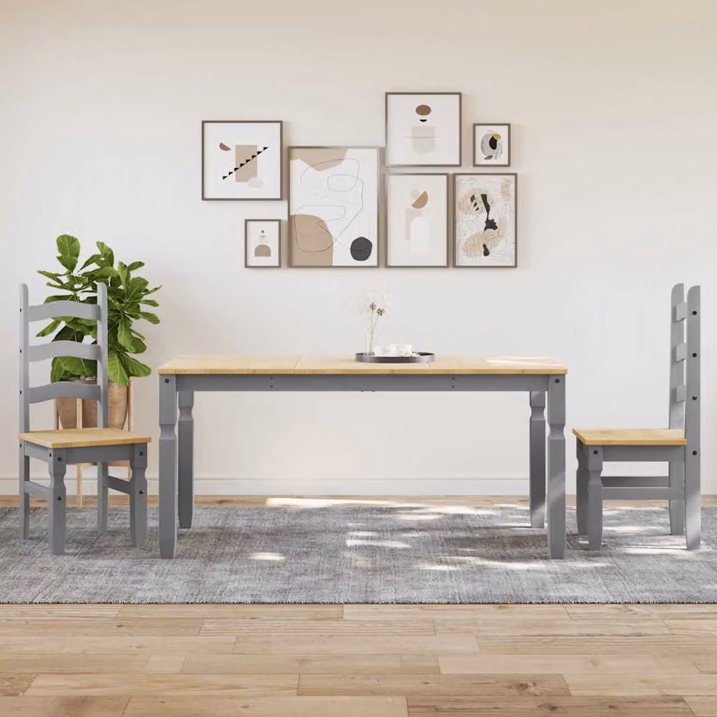 Set da pranzo vidaXL Panama composto da tavolo rettangolare e 3 sedie in legno di pino grigio
