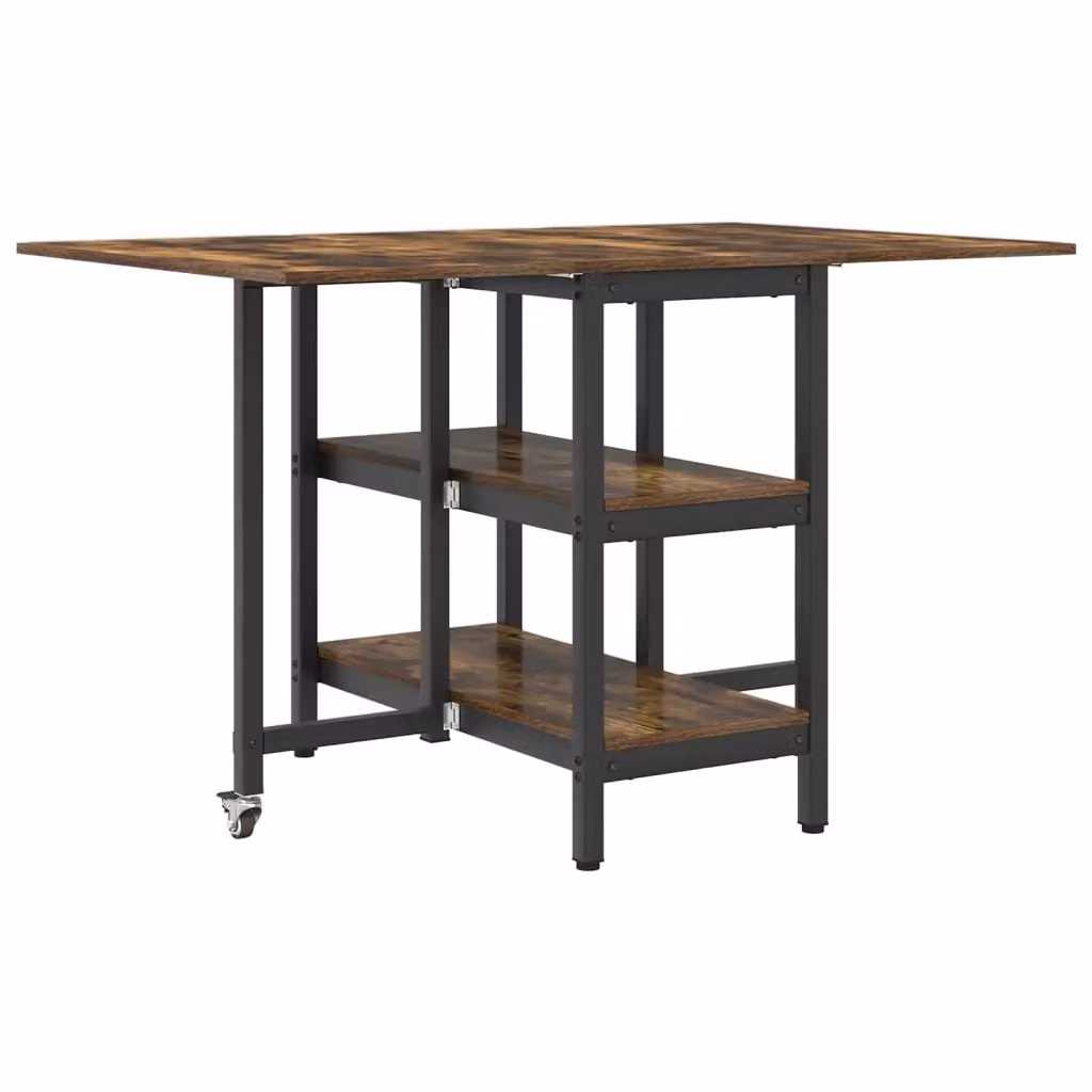 Tavolo da pranzo rettangolare estensibile vidaXL in legno marrone L: 122 cm, P: 80 cm, H: 76,5 cm – 2