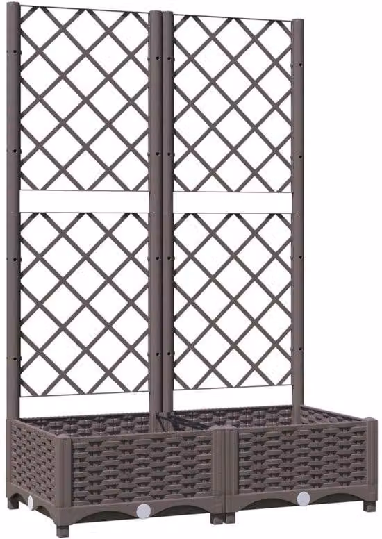 Vaso da giardino in legno con coperchio 80x40x121,5 cm, PP marrone, per balconi e terrazze