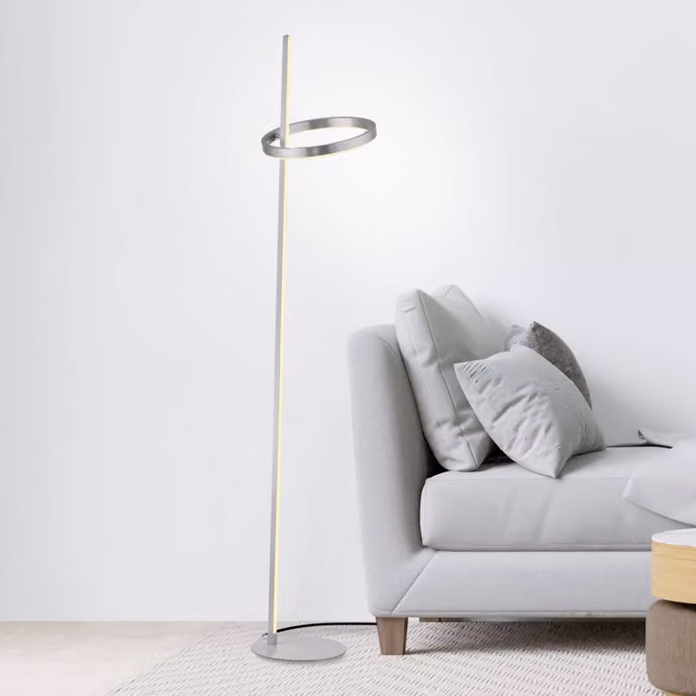 JUST LIGHT. GmbH Lampada da terra a LED Ritus, dimmerabile, Alluminio / Grigio / Zincato, Soggiorno / Sala da pranzo, Metallo, Moderno, Lampada LED da terra
