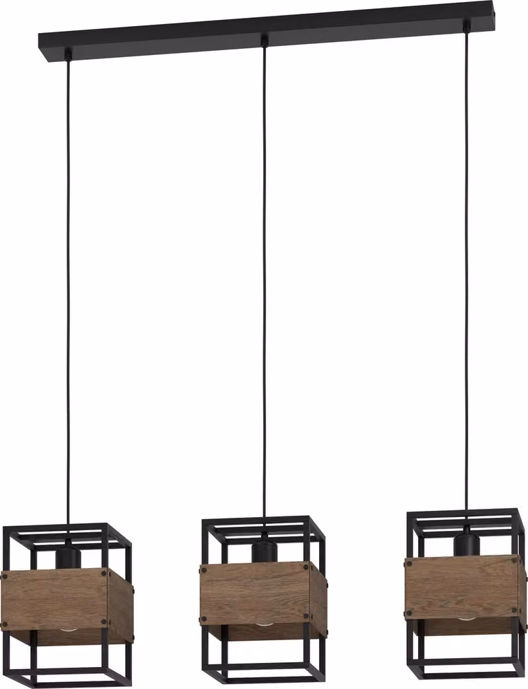 Eglo 43805 EVESHAM E27 tripla lampada a sospensione 895x195mm Nero Marrone