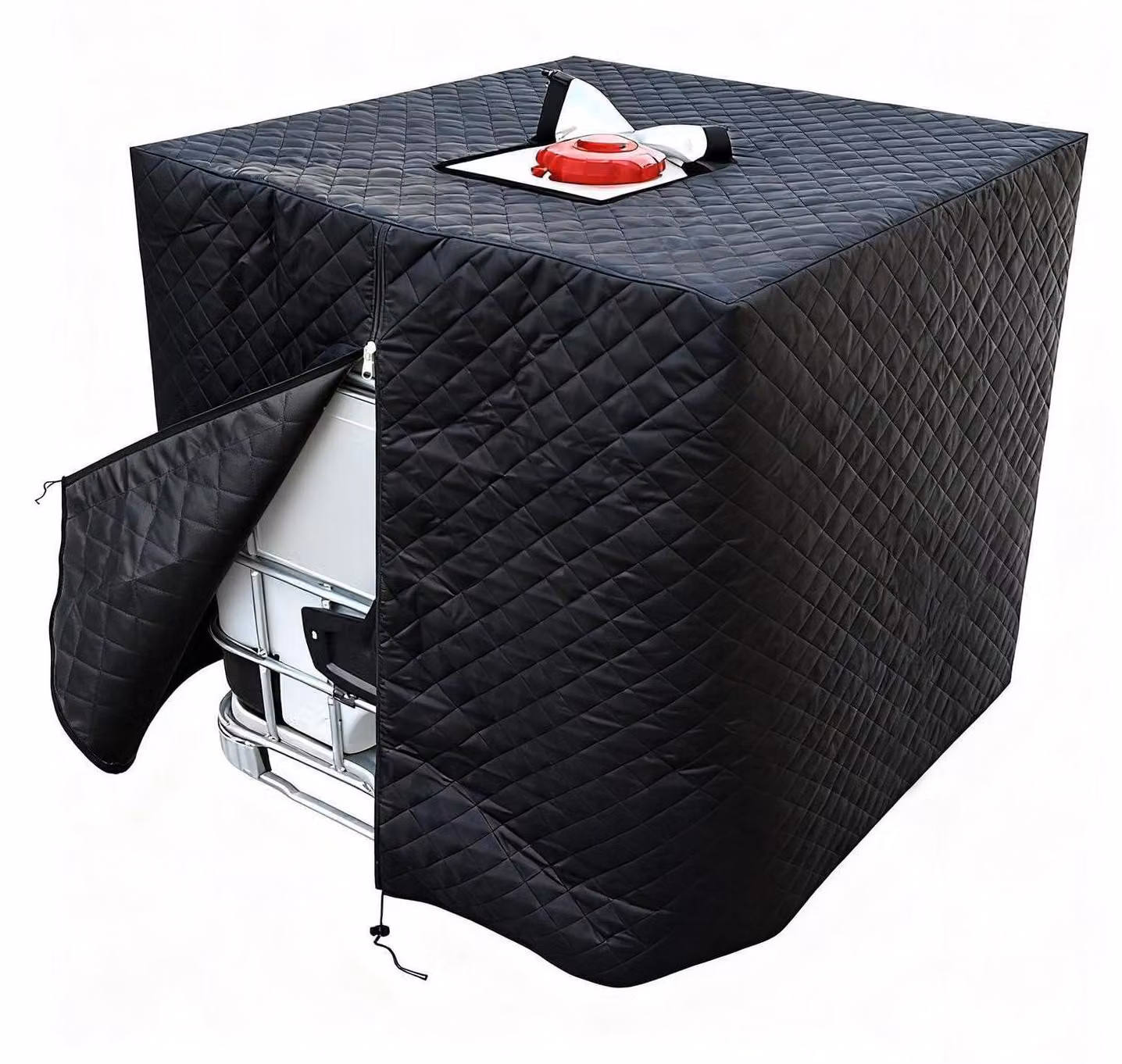 Copertura per serbatoio IBC, resistente al gelo, capacità 1000 litri, dimensioni 120x110x116 cm, colore nero, protezione antigelo e protezione dai raggi UV