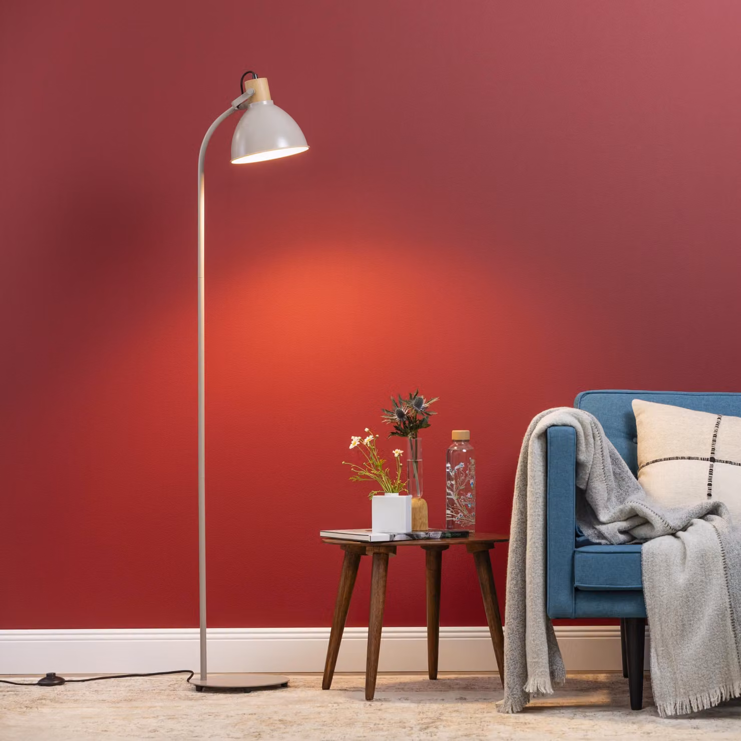 Lampada da terra, orientabile, 150 x 25 x 35 cm, E27, max. 40 W, grigio scuro