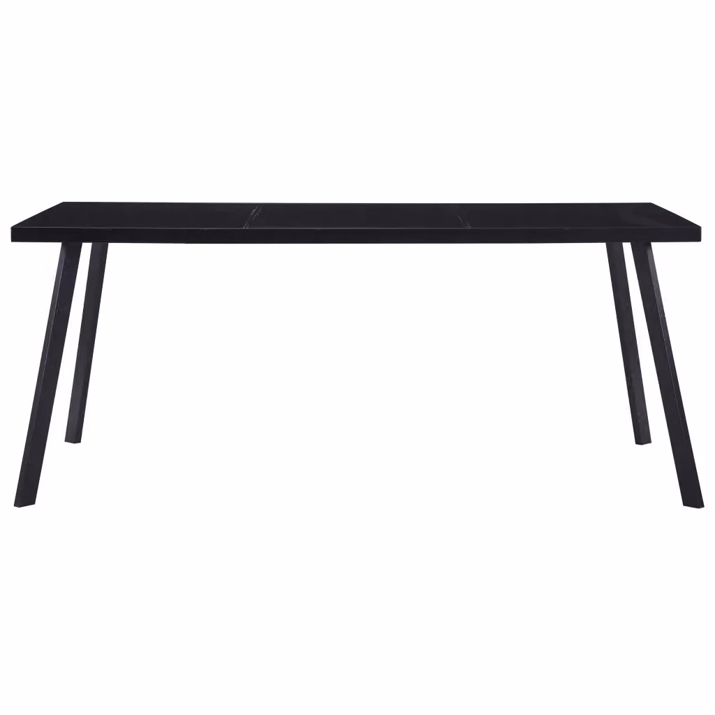 Tavolo da pranzo rettangolare in vetro nero e metallo con design industriale L: 160 cm, P: 80 cm, H: 75 cm – 2