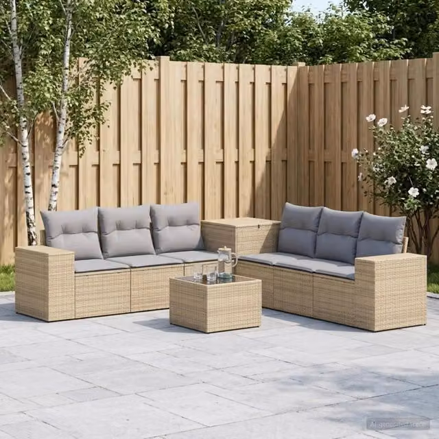Set di divani 8 pz Beige e Grigio Chiaro 55 x 55 x 37 cm 3448501