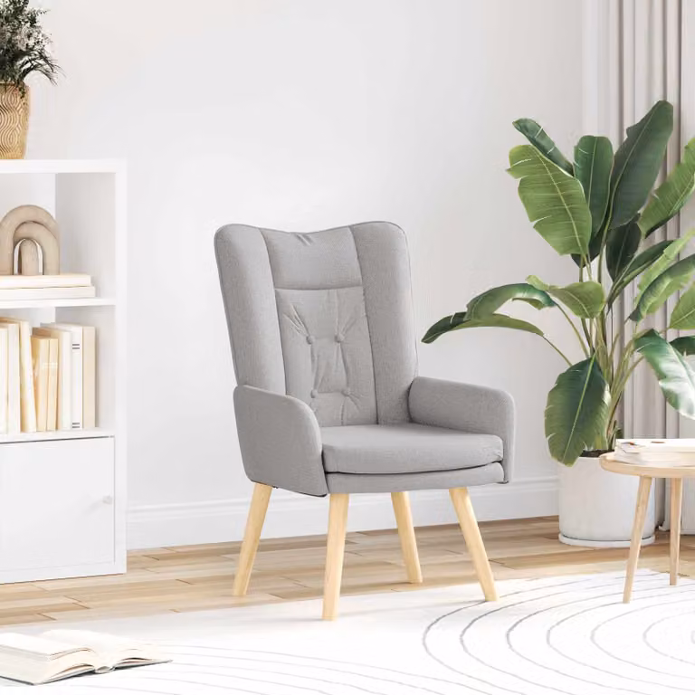 Poltrona lounge moderna vidaXL in tessuto e legno color grigio
