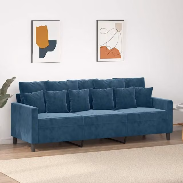 Divano a 3 Posti Blu 180 cm in Velluto 359322