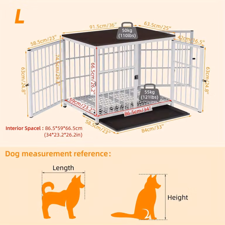 Gabbia per cani - Trasportino per cani - Cuccia per cani - Casa per cani - Gabbia con 3 porte - Vaschetta estraibile