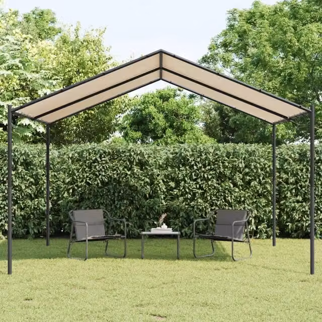 Tenda a Baldacchino Beige 4x4 m in Acciaio e Tessuto 362454