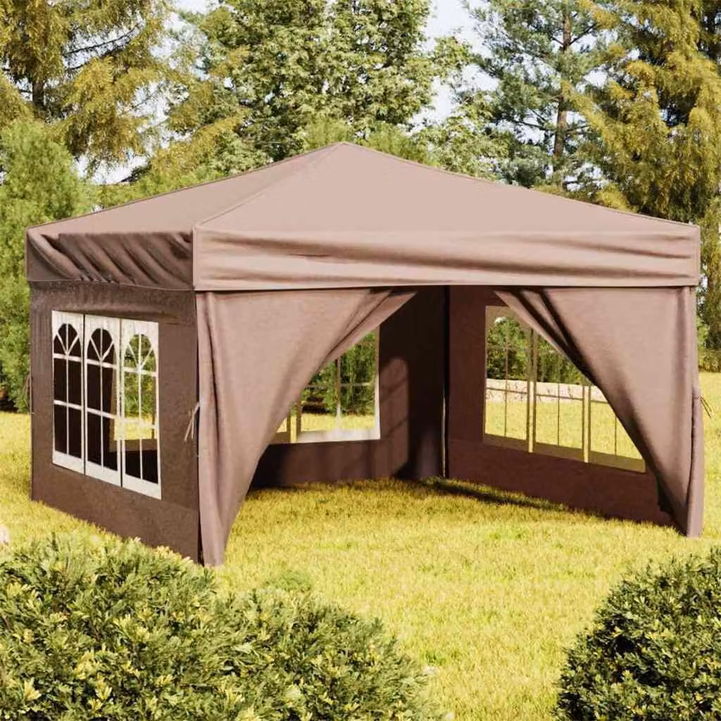 vidaXL Tenda per Feste Pieghevole con Pareti Laterali Beige con Finestre in Poliestere e Acciaio