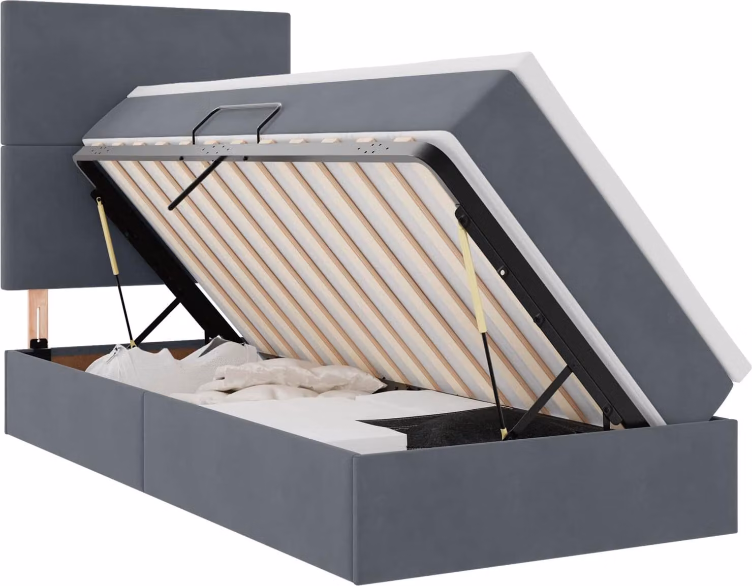 Letto con contenitore LED e materasso Grigio Scuro 100 x 200 cm