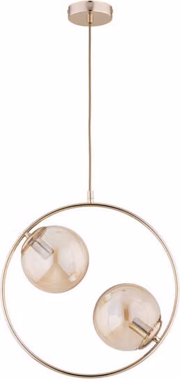 Lampada a sospensione moderna con cerchio e due sfere dorate ADINO 2xE14 10W ALF62440 Alfa
