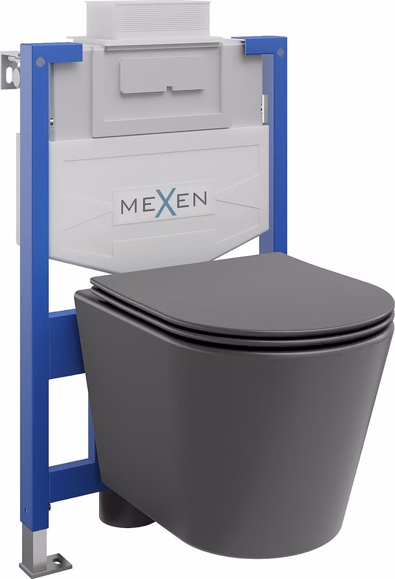 Mexen set da incasso WC struttura Fenix XS-U con vaso WC Rico e sedile a chiusura rallentata, grigio scuro opaco - 68530724071
