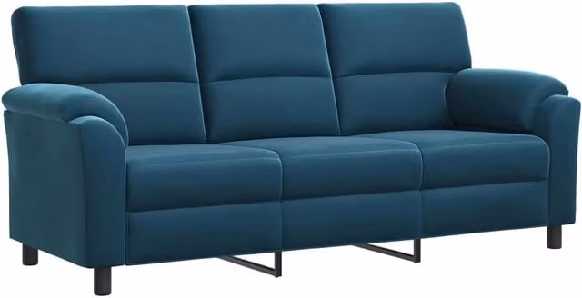 Divano moderno in velluto blu vidaXL con coperture rimovibili L: 214 cm, P: 85 cm, H: 93 cm – 1