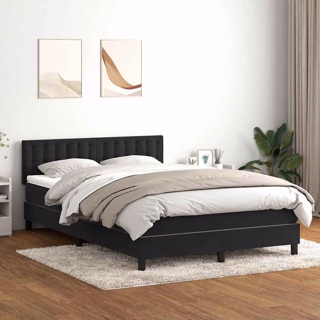 Maison Exclusive - Giroletto a Molle con Materasso Nero 160x210 cm in Velluto