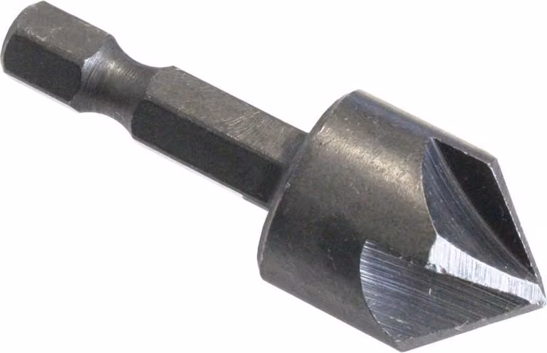 Fresa conica smussante per legno, con gambo esagonale da 1/4" e diametro di 16 mm