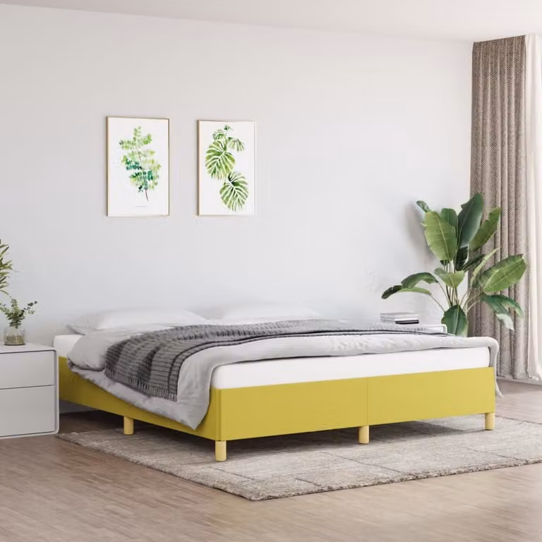 Struttura per letto a molle (boxspring) di alta qualità, colore verde, dimensioni 180x200 cm, rivestita in tessuto