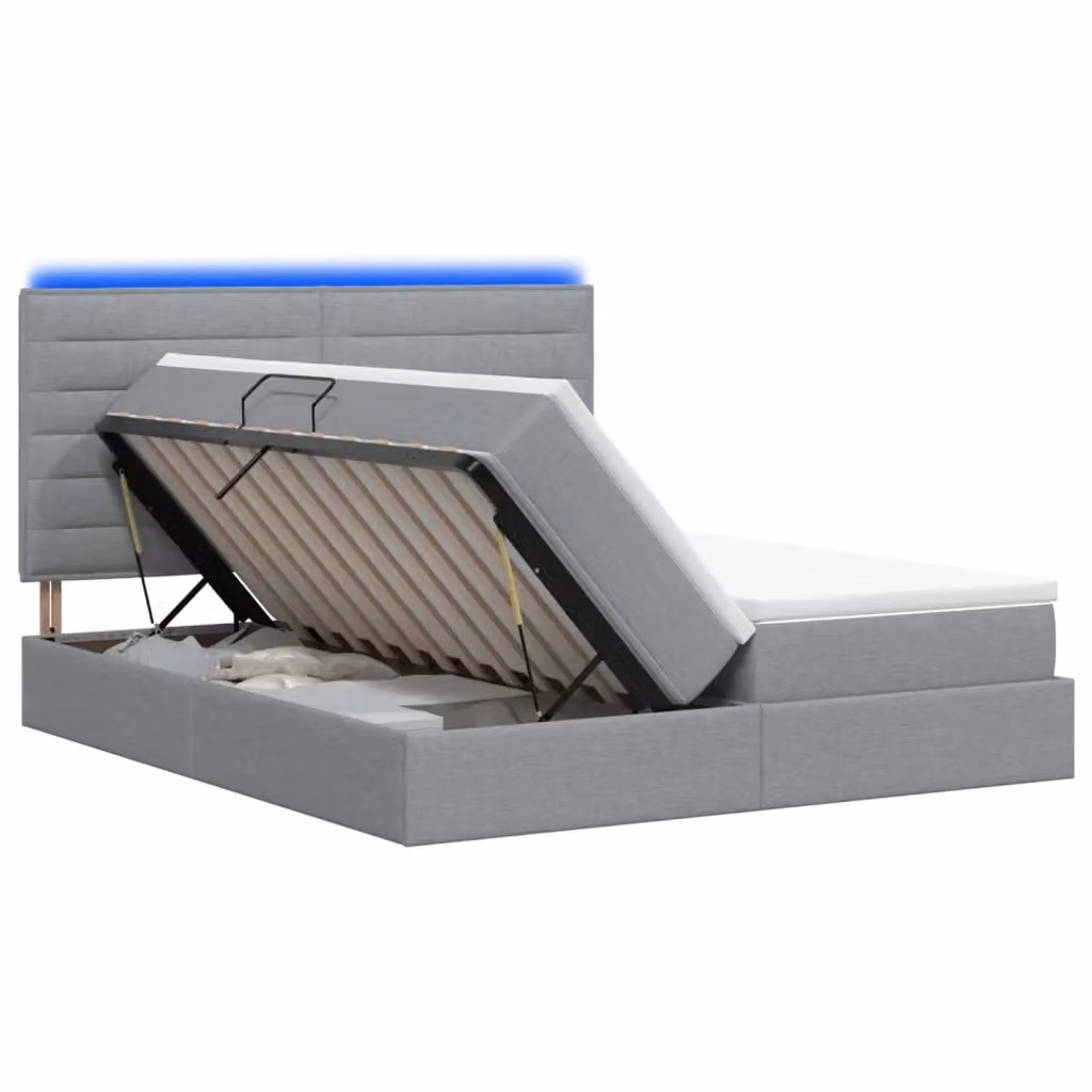 Letto con contenitore e illuminazione LED vidaXL, Grigio, L/P/H: 200 x 200 x 128 cm – 2