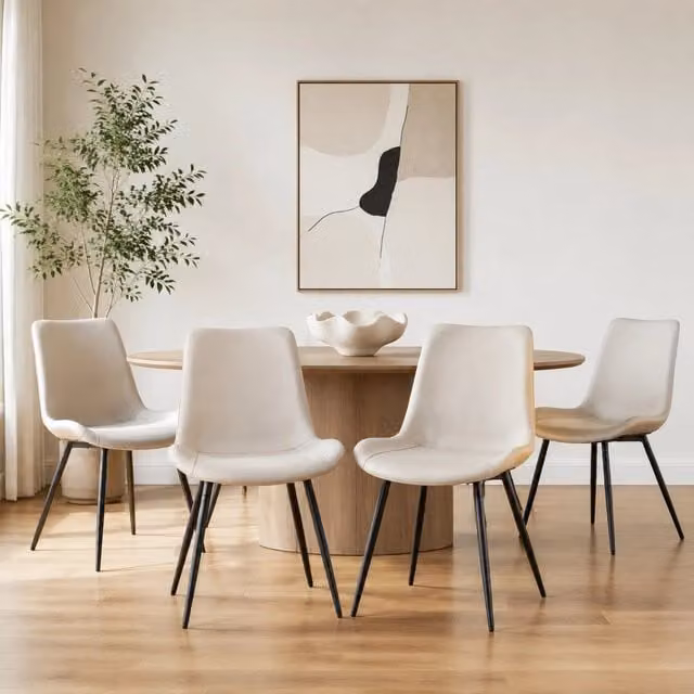 Set di 4 Sedie da Pranzo in Ecopelle Grigio Caldo con Struttura in Metallo Nero antiscivolo