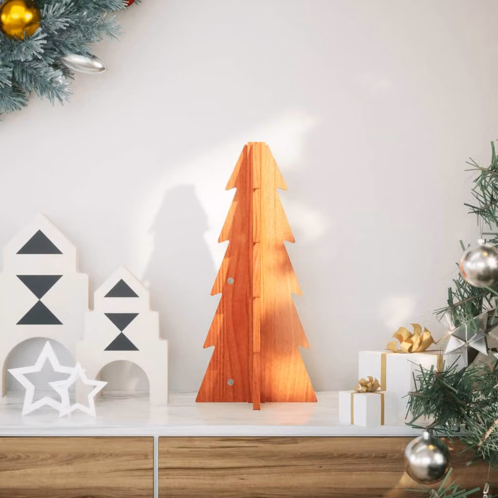 Albero di Natale da tavolo vidaXL in legno di pino massello, marrone, Altezza: 49 cm