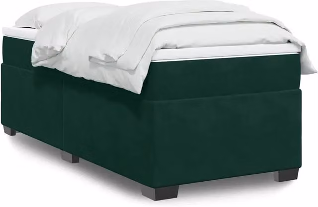 Letto Ibrido con Giroletto a Molle e Materasso vidaXL in Velluto Verde Scuro e Bianco, L 100 cm x P 200 cm