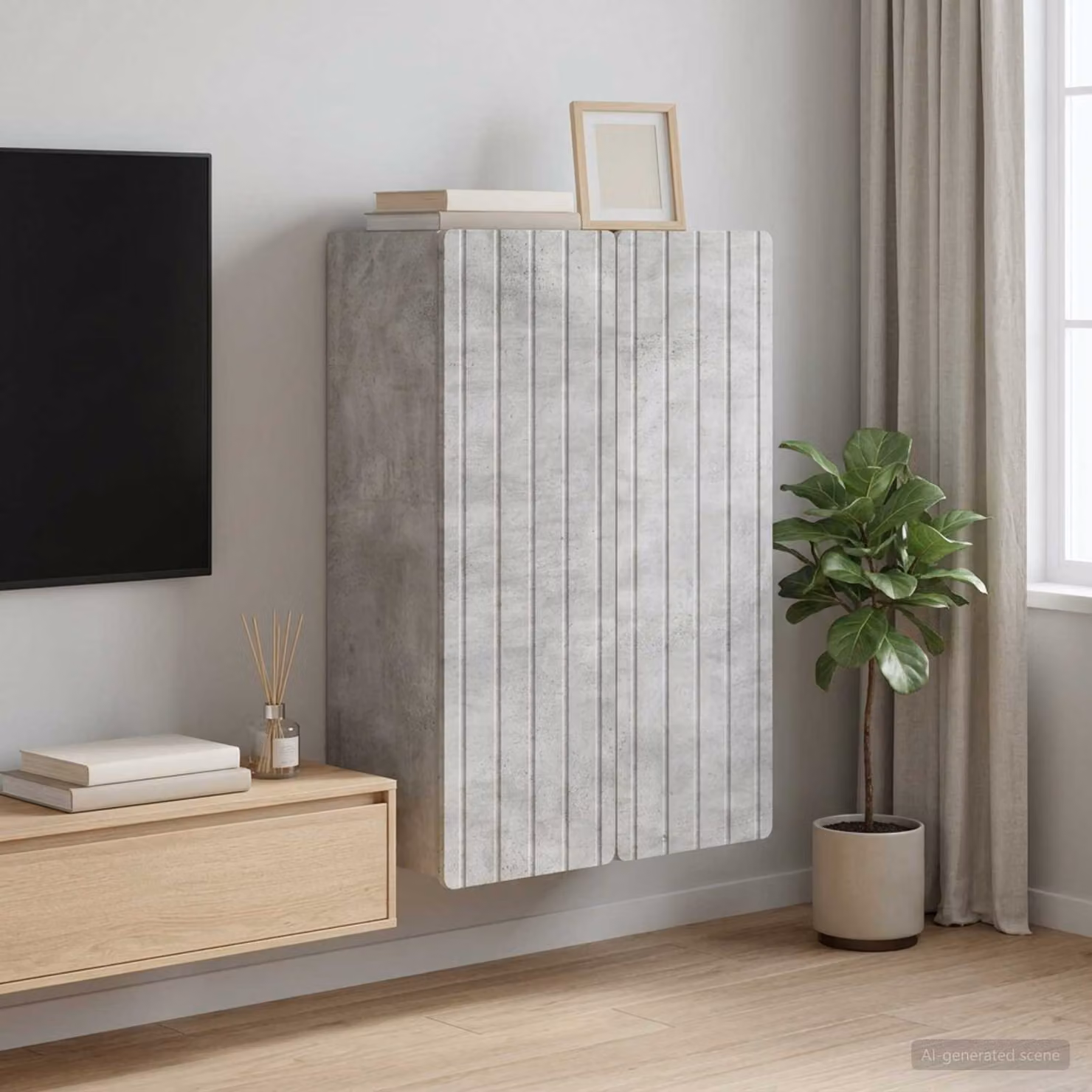 vidaXL Mobiletto a muro moderno in MDF Grigio, L: 66 cm, P: 34,5 cm, H: 92 cm