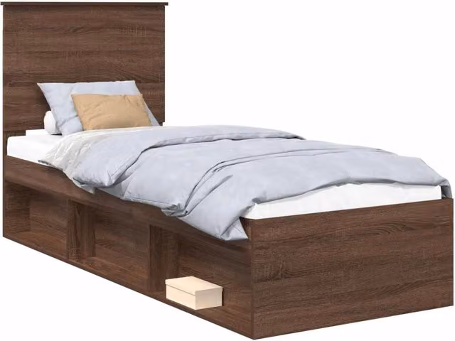 Letto singolo in pino massello marrone con cassettiera e doghe fisse DESIGN IN L/P: 75 x 190 cm – 1