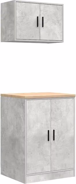 Set di 2 Armadi da Garage DESIGN IN in Legno di Pino Grigio Cemento CFW7630172
