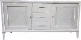 Credenza madia Spillo KIVIO in legno bianco lacquered con stile shabby chic e decoro astratto