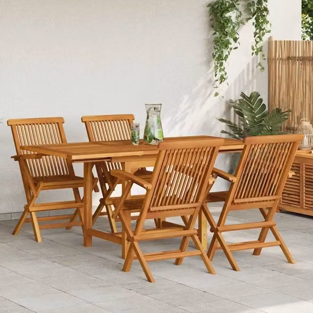 Set da pranzo da giardino vidaXL in legno di teak marrone composto da 5 pezzi – 1