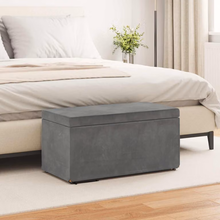 Pouf vidaXL in velluto grigio con struttura in legno L: 81 cm, P: 41 cm, H: 40 cm