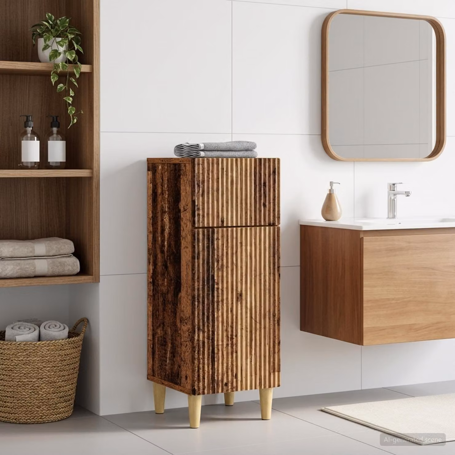Mobiletto da bagno vidaXL ARNHEM in legno marrone con ante a cerniera e ripiani interni, L/P/H: 30 x 31 x 80 cm