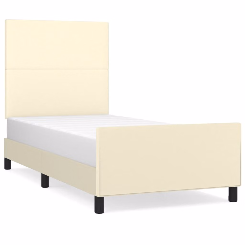 Giroletto con Testiera Crema 100x200 cm in Pelle finta