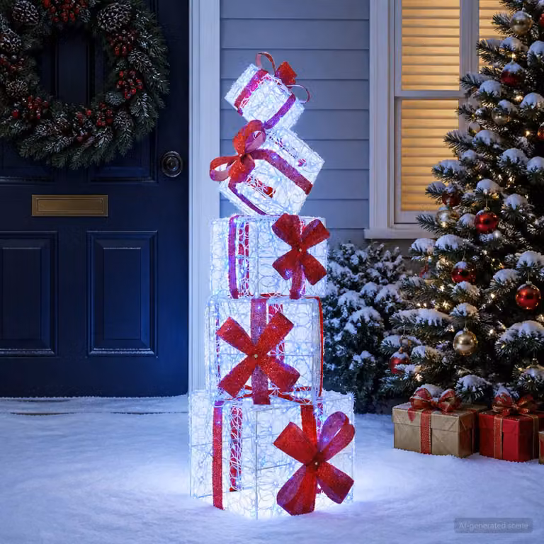 vidaXL Scatola regalo decorativa natalizia 5 pz 125 LED Blu