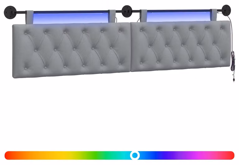 Testiera sospesa Con luce LED Grigio Chiaro Tessuto