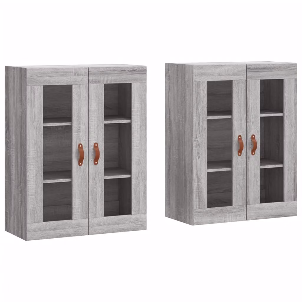 Armadietti a Parete 2 pz Grigio Sonoma in Legno Multistrato