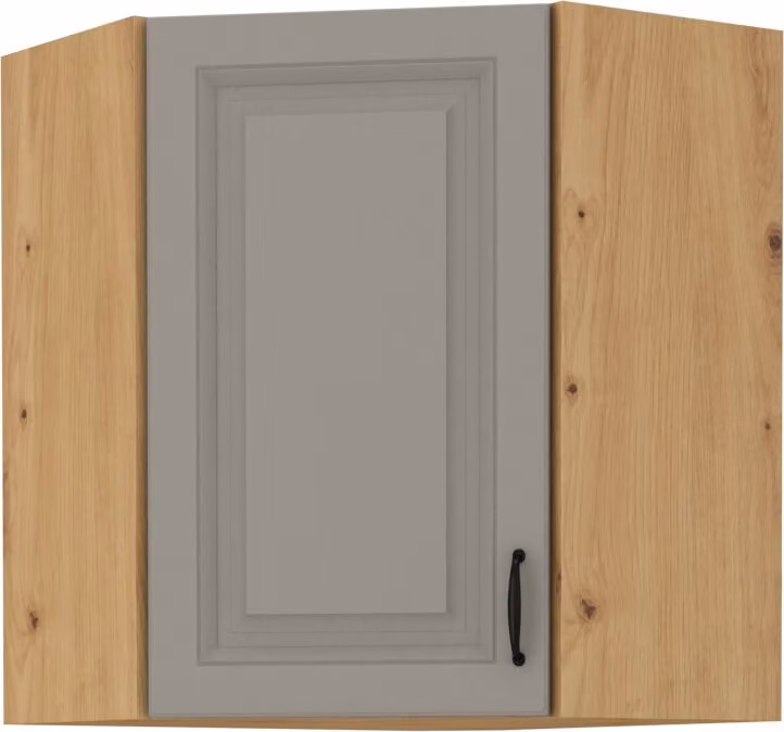 Armadietto superiore ad angolo SOPHIA - 60x60 cm, grigio chiaro / rovere artisan