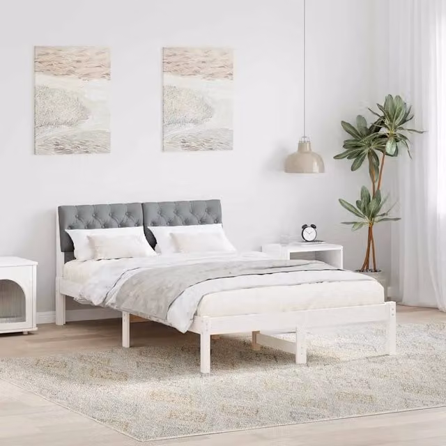 Struttura del letto-Giroletto-Rete del Letto Bianco e grigio chiaro 120 x 190 cm 552527