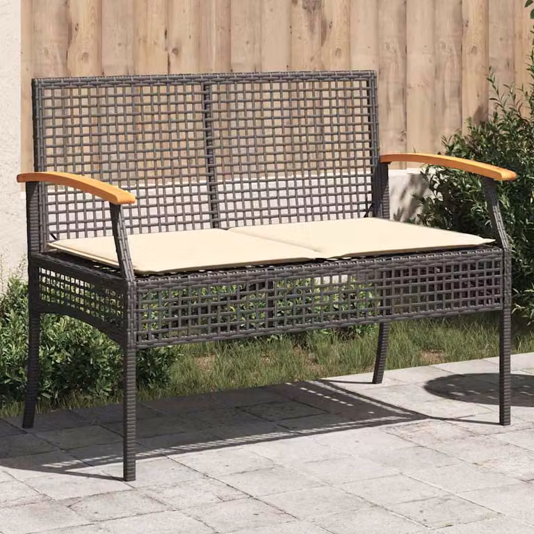 vidaXL Panca da Giardino Moderna con Cuscino in Polyrattan e Legno di Acacia Nera