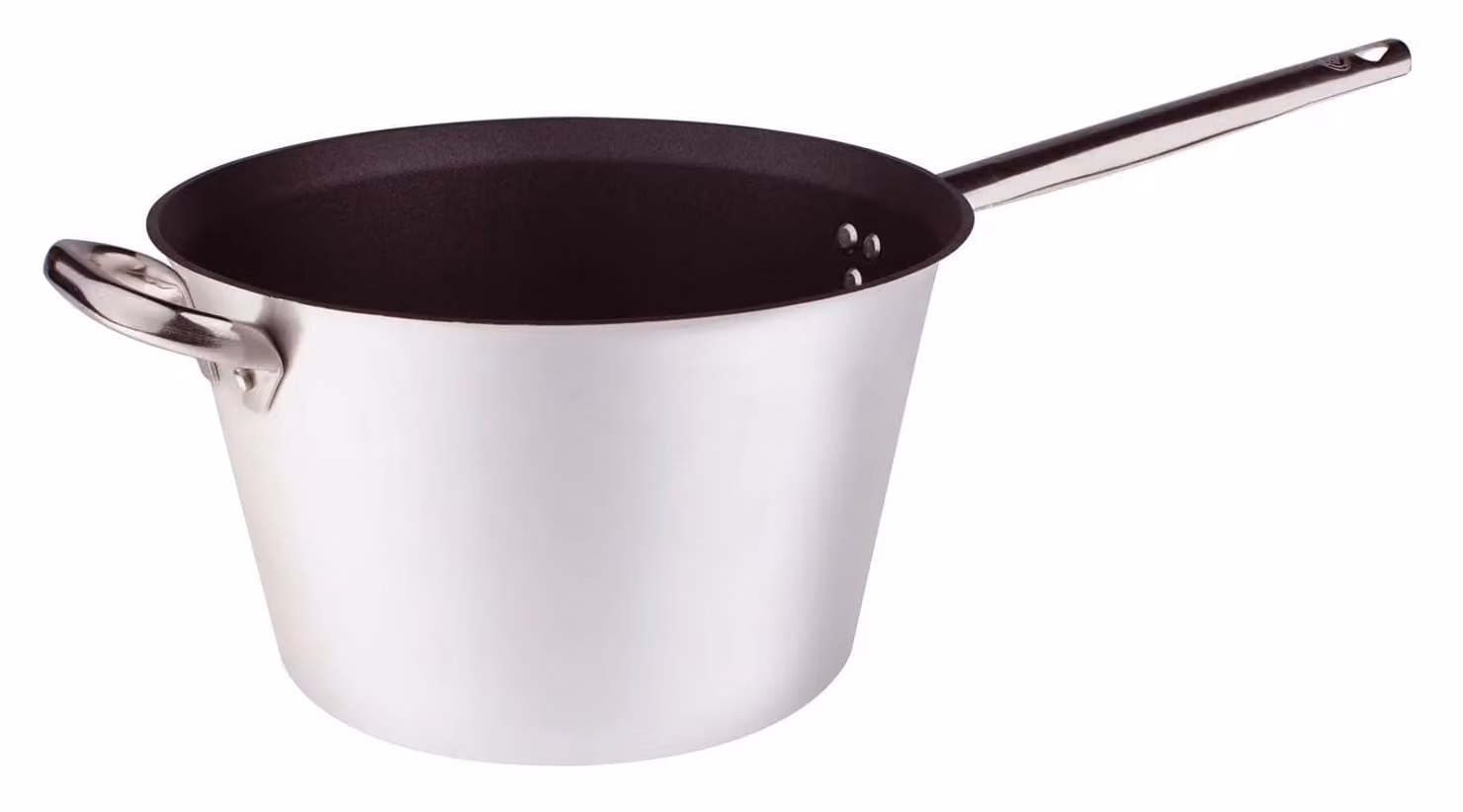 Paiolo per polenta in alluminio antiaderente 3mm con manico e maniglia, diam.30cm