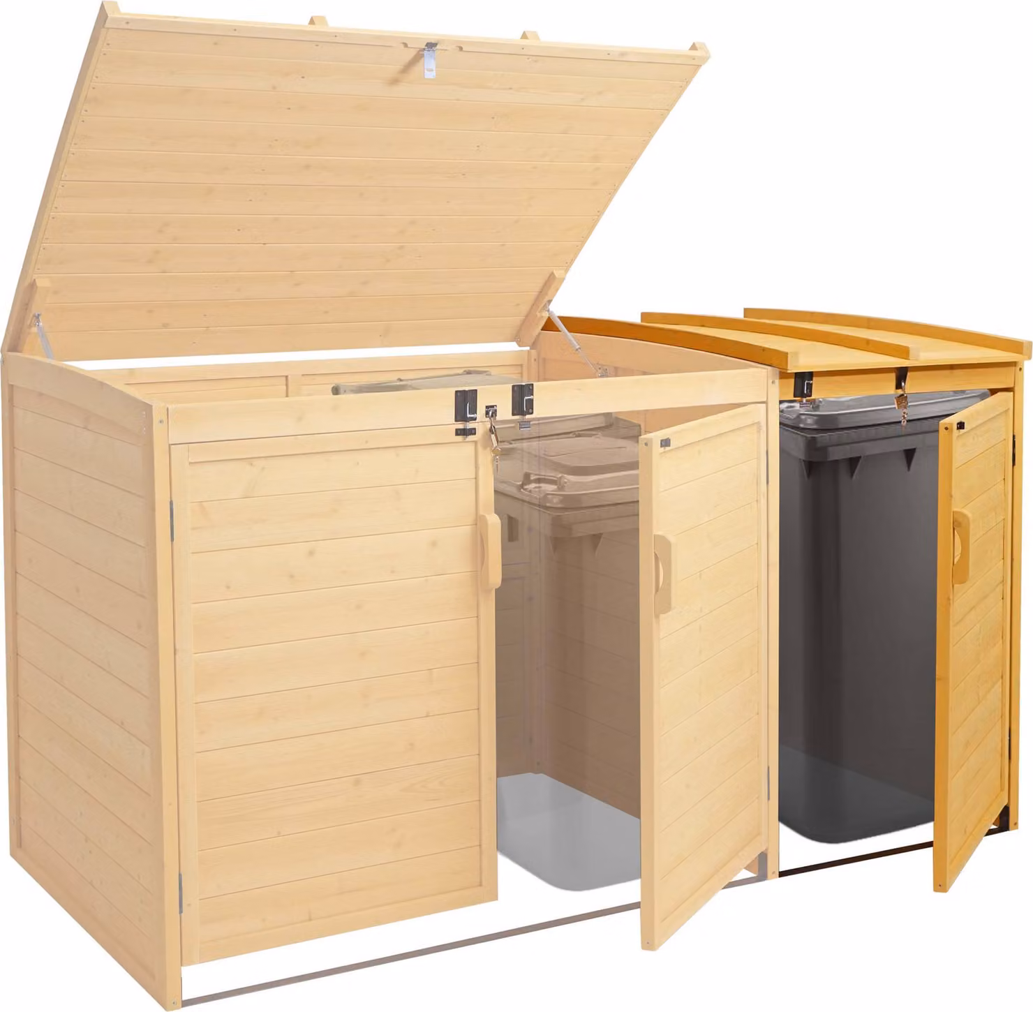 Rivestimento per bidoni della spazzatura XL da 1 o 2 posti, estensione MCW-H75, box per bidoni della spazzatura, 120x68x104 cm, legno MVG ~ marrone