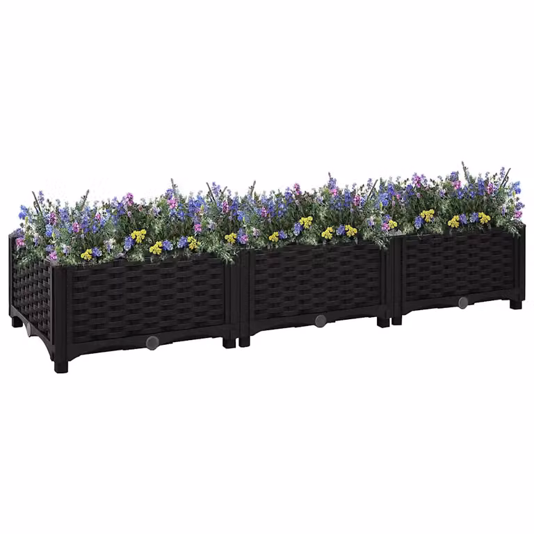 vidaXL Fioriera Rialzata in Polipropilene Nera L/P/H: 120 x 40 x 23 cm