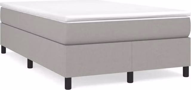 Letto matrimoniale Design In con rete a molle e doghe in legno, rivestimento in tessuto grigio chiaro, L/P/H: 200 x 120 cm