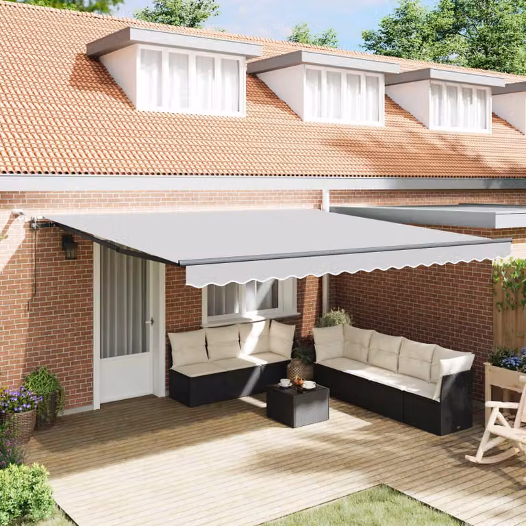 vidaXL Tenda da sole elettrica con LED e sensore in alluminio, Grigio Antracite, L 5 m x P 3,5 m
