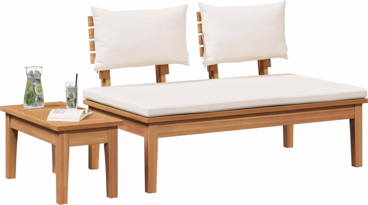 Set Panchina e Tavolo da Giardino 2 pcs Crema e Marrone