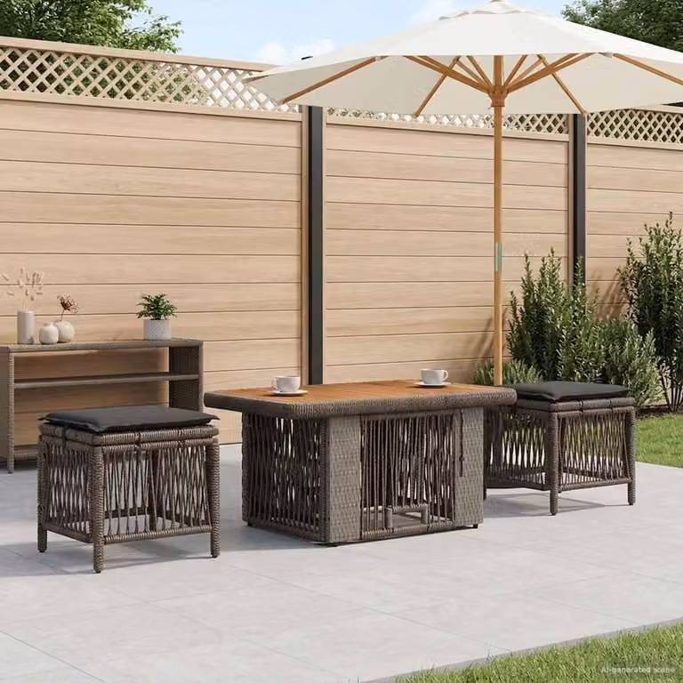 Maison Exclusive - Set da giardino per esterni, composto da 3 pezzi, in rattan sintetico grigio e grigio scuro