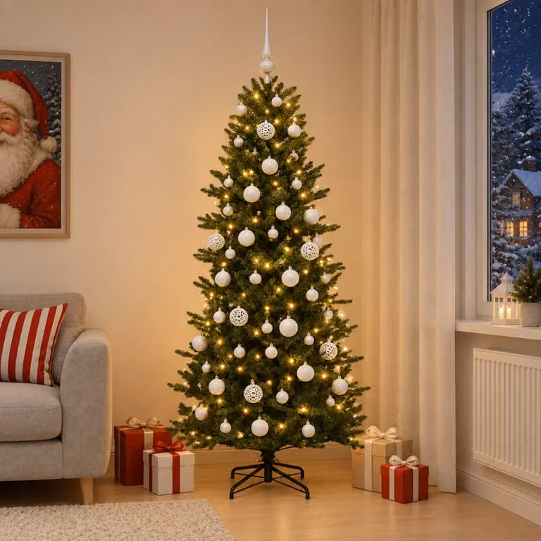 vidaXL Albero di Natale artificiale con palline 210 cm 300 LED